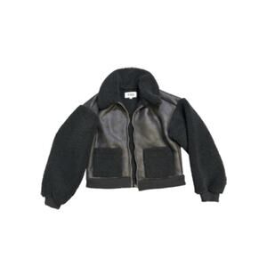 Zara Jacket Suede Leather and Teddy Fur Black Size S